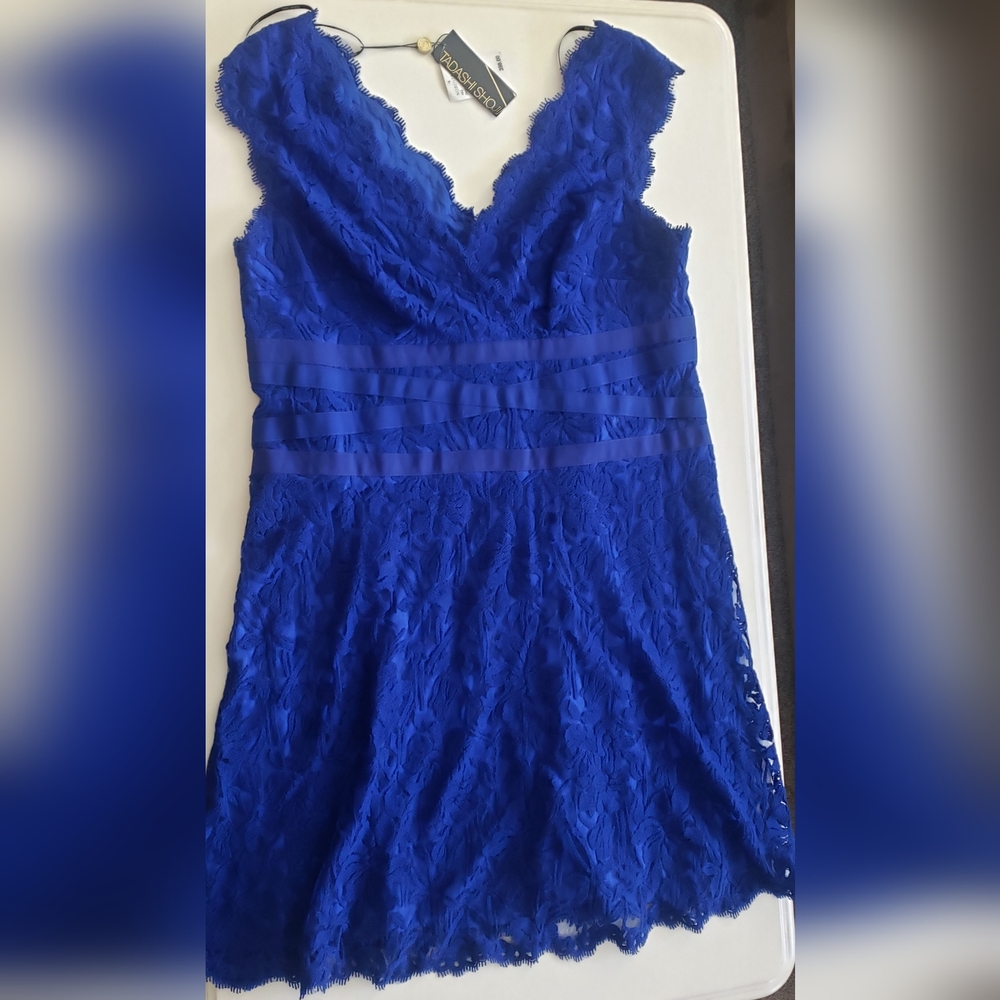 Tadashi Shoji Royal Blue Lace Dress, Size 18, NWT!